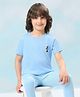 U.S. Polo Assn. Kids Cotton Knit Half Sleeves Brand Name Embroidered Tee - Blue