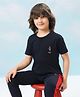U.S. Polo Assn. Kids Cotton Knit Half Sleeves Brand Name Embroidered Tee - Blue
