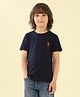 U.S. Polo Assn. Kids Cotton Knit Half Sleeves Brand Name Embroidered Tee - Navy Blue