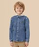 U.S. Polo Assn. Kids Cotton Woven Full Sleeves Hooded Denim Shirt - Blue
