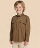 U.S. Polo Assn. Kids Cotton Woven Full Sleeves Brand Name Embroidered Shirt - Dark Brown