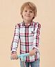 U.S. Polo Assn. Kids Cotton Woven Half Sleeves Brand Name Embroidered & Checked Shirt - Red