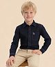 U.S. Polo Assn. Kids Cotton Woven Half Sleeves Brand Logo Embroidered Shirt - Indigo