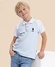 U.S. Polo Assn. Kids Cotton Knit Half Sleeves Brand Name & Logo Embroidered Colour Blocked  Polo Tee - Light Blue