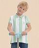 U.S. Polo Assn. Kids Cotton Knit Half Sleeves Brand Logo Embroidered Striped Polo Tee - Green