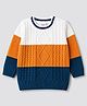 Babyhug Knit Full Sleeves Solid Colour Block Cable Knit Designed Pullover - White