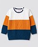 Babyhug Knit Full Sleeves Solid Colour Block Cable Knit Designed Pullover - White