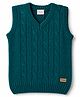 Babyhug Knit Sleeveless Solid Colour Pullover with Cable Knit Design - Dark Green