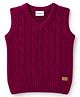 Babyhug Knit Sleeveless Solid Colour Pullover with Cable Knit Design-Maroon