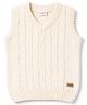 Babyhug Knit Sleeveless Solid Colour Pullover with Cable Knit Design-White