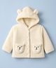 Babyhug Fur Knit Hoodie with Full Sleeves and Bear Embroidery in Beige