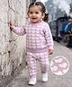 Babyhug Knit Full Sleeves Sweater Set With Hearts Design - Mauve