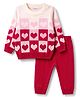Babyhug Knit Full Sleeves Heart Designed Sweater Set - Pink
