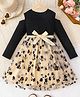 Mark & Mia Cold Shoulder  Sleeves Floral Printed Party Dress With Bow Applique - Black