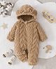 Mark & Mia Winter Wear Romper With Cable Knit Texture & Bear Ear Applique - Brown