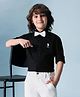 U.S. Polo Assn. Kids Cotton Woven Full Sleeves Solid Shirt With Bow - Black