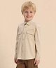 U.S. Polo Assn. Kids Cotton Woven Full Sleeves Brand Name Embroidered Shirt - Beige