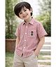 Aww Hunnie Cotton Woven Half Sleeves Striped Shirt - Pink