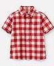 Aww Hunnie Cotton Woven Half Sleeves Gingham Checked Shirt - Red