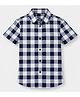 Aww Hunnie Cotton Woven Half Sleeves Gingham Checked Shirt - Black