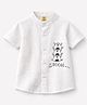 Aww Hunnie Cotton Woven Half Sleeves Onigiri Printed Shirt - White