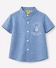 Aww Hunnie Cotton Woven Half Sleeves I Think I Have An Idea Text Printed Shirt - Blue