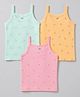 Zero Sinker Knit Sleeveless Slips With Floral & Butterfly Print Pack of 3 - Pink Sea Green & Orange