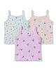 Zero Sinker Knit Sleeveless Slips With Floral Print Pack of 3 - Pink Sea Green & Peach