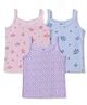 Zero Sinker Knit Sleeveless Slips With Floral Print Pack of 3 - Lilac Peach & Sky Blue