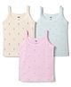 Zero Sinker Knit Sleeveless Slips With Floral Print Pack of 3 - Aqua Blue Cream & Light Pink