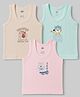 Zero Sinker Knit Sleeveless Vests With Animal Print Pack of 3 - Multicolor