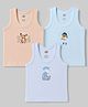 Zero Sinker Knit Sleeveless Vests With Animal Print Pack of 3 - Multicolor