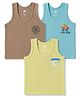 Zero Sinker Knit Sleeveless Vests With Tropical Print Pack of 3 - Multicolor