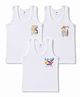 Zero Sinker Knit Sleeveless Vests With Tropical Print Pack of 3 - White