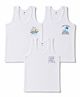 Zero Sinker Knit Sleeveless Vests With Tropical Print Pack of 3 - White