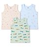 Zero Knitted Sleeveless Vests With Space & Vehicle Print Pack of 3 - Multicolor