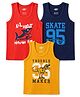Zero Knitted Sleeveless Vests With Animal & Text  Print Pack of 3 - Multicolor