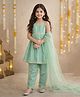 The Magic Wand Woven Sleeveless Lace Embellished Kurti & Pant Set With Dupatta - Green