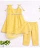 The Magic Wand Woven Sleeveless Lace Embellished Kurti & Pant Set With Dupatta - Yellow