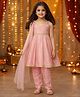 The Magic Wand Woven Sleeveless Lace Embellished Kurti & Pant Set With Dupatta - Peach