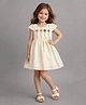 The Magic Wand Jute Woven Cap Sleeves Floral Embroidered Dress - Off White