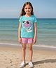 Clothe Funn Cotton Knit Half Sleeves Unicorn Printed Tee & Shorts Night Suit - Blue & Pink