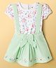 ToffyHouse Cotton Knit Half Sleeves Top & Skirt With Floral Print & Embroidery - Offwhite