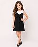 Little Marine Cotton Blend Knit Sleeveless Bow Applique Detailed Colour Blocked Dress - Black & White