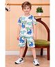 Little Marine Cotton Blend Knit Half Sleeves Dinosaur Printed Coordinating Tee & Shorts Set - White