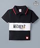 Babyhug Disney Cotton Knit Half Sleeves Pique Polo T-Shirt with Mickey Mouse Print - Black