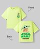 Pine Kids Lucas Single Jersey Knit Drop Shoulder Sleeves T-Shirt With Front & Back Baby Yoda Graphics - Green