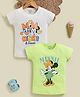 Biskid Sinker Knit Pack Of 2 Disney Mickey Mouse & Friends Featuring Half Sleeves Minnie Mouse & Daisy Printed Tops - Light Green & Cream