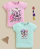 Biskid Sinker Knit Pack Of 2 Half Sleeves Placement Printed Tops  - Green & Pink