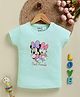 Biskid Sinker Knit Disney Mickey Mouse & Friends Featuring Half Sleeves Minnie Mouse & Daisy Printed Top - Green